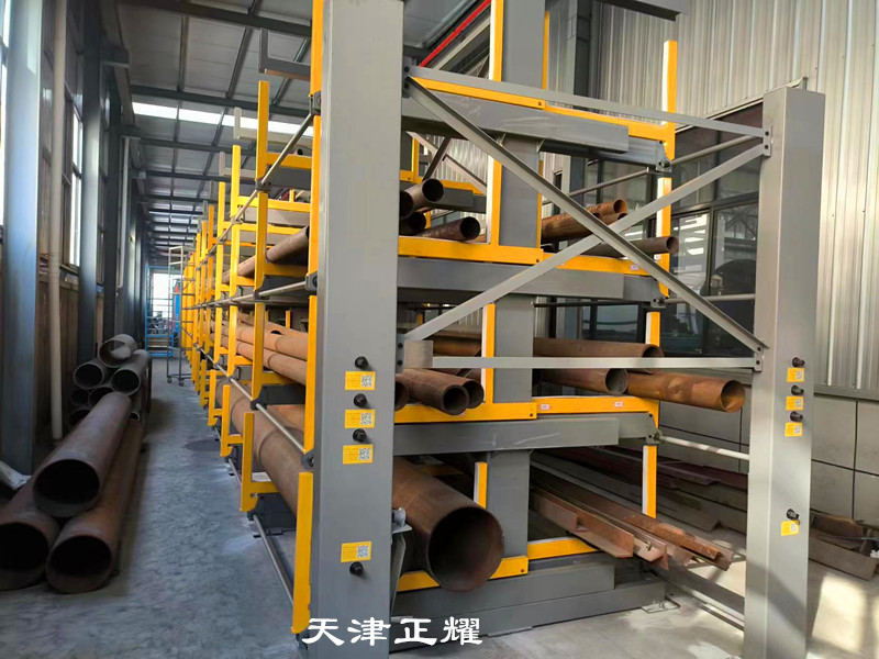 大量長料存儲省空間便于管理的伸縮式懸臂貨架