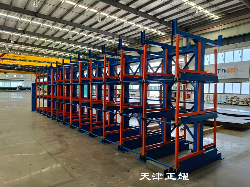 一款存放長料的六層、12個(gè)貨位的伸縮式懸臂貨架